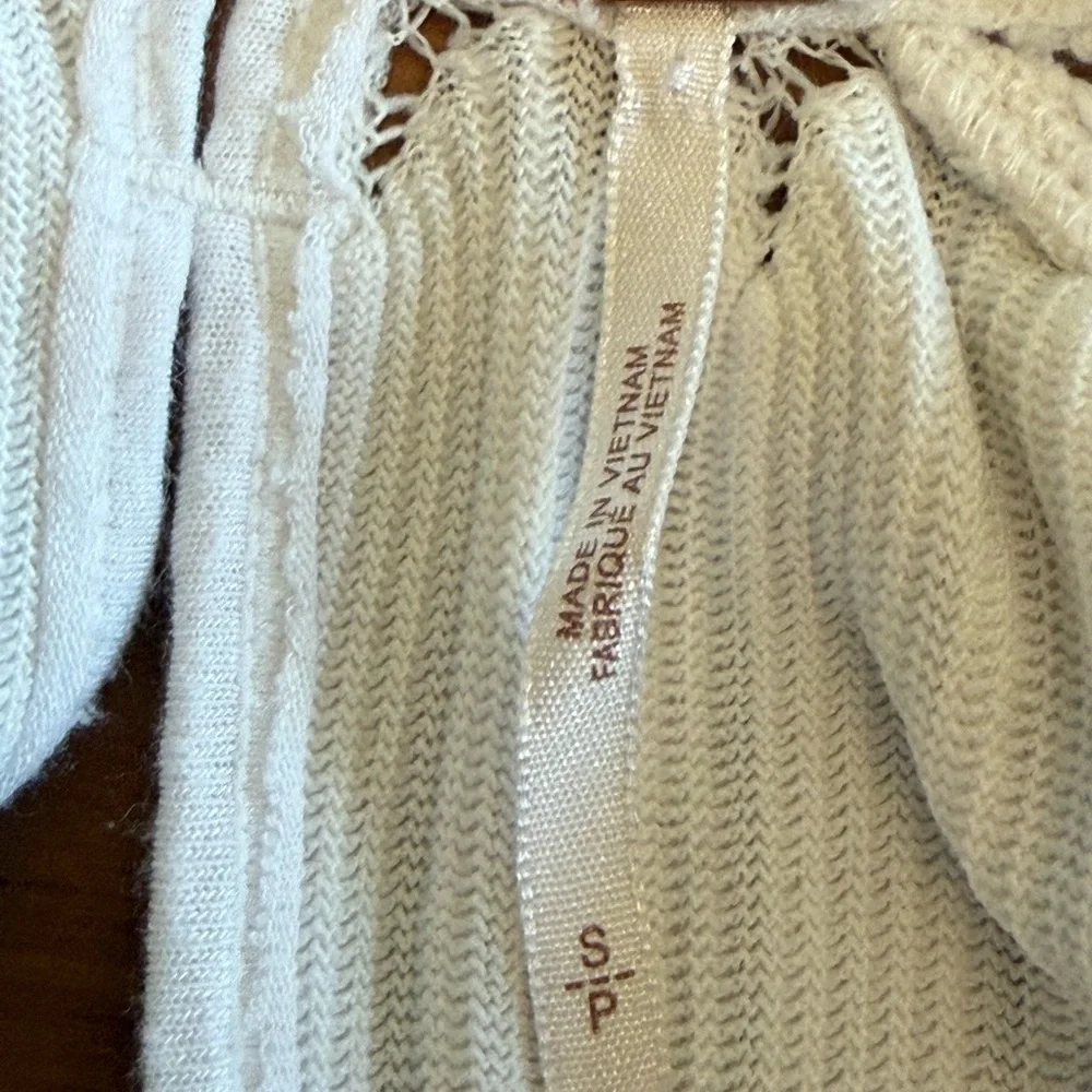 Free People Fire Island Top White S Crochet Embroidered Keyhole Peasant Boho